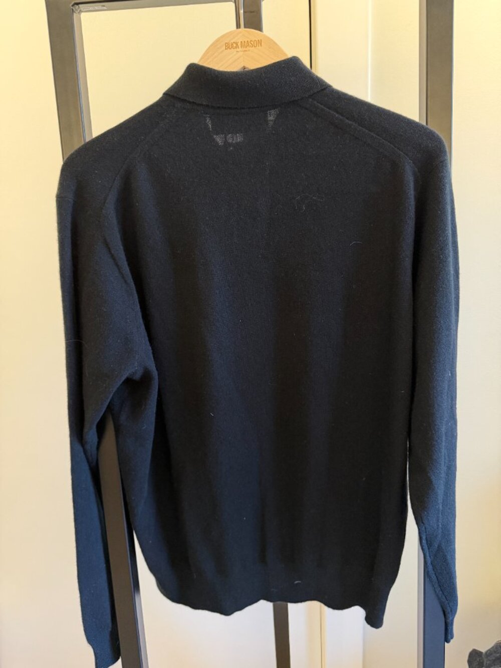 Buck Mason Mens NWT Black California Cashmere Collared Cardigan Size L - Picture 6 of 6